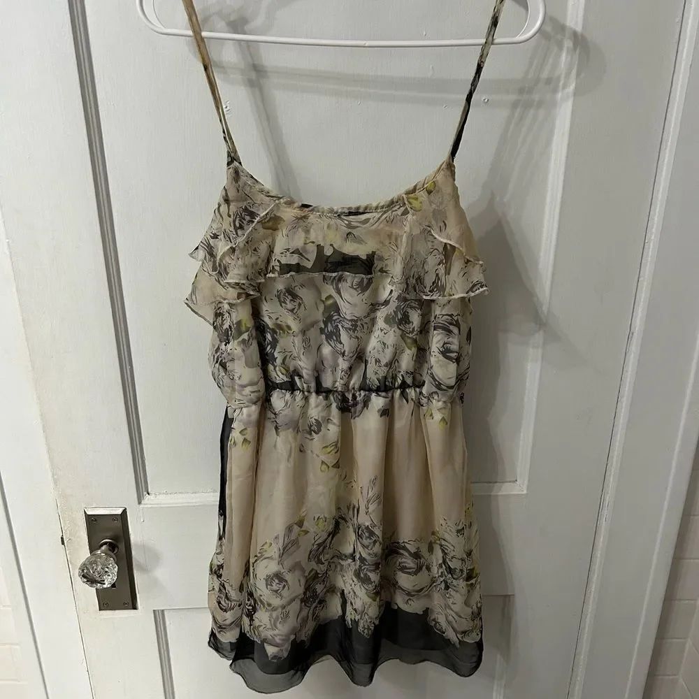Vintage Floral Ruffle Spaghetti Strap Dress